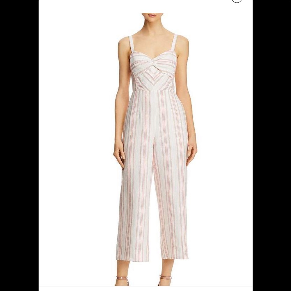 Rebecca Taylor linen jumpsuit,coral,cream
